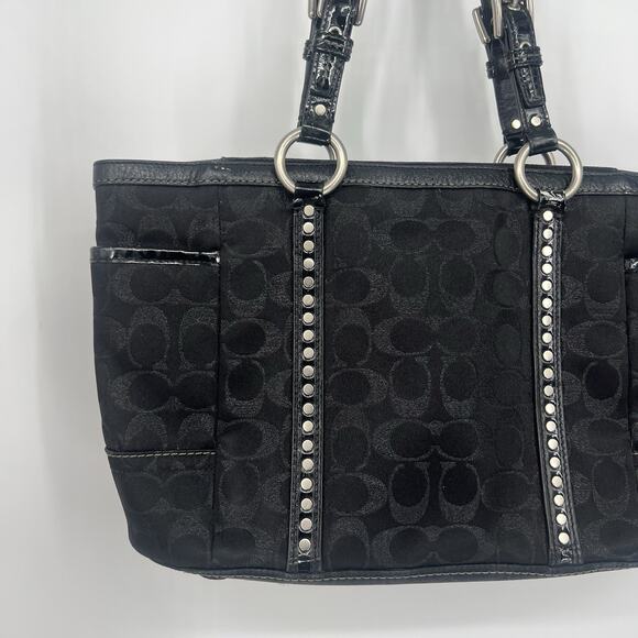 Vintage Y2K Studded Black Authentic Coach Shoulder Bag With Silver Hardware - Picture 5 of 7